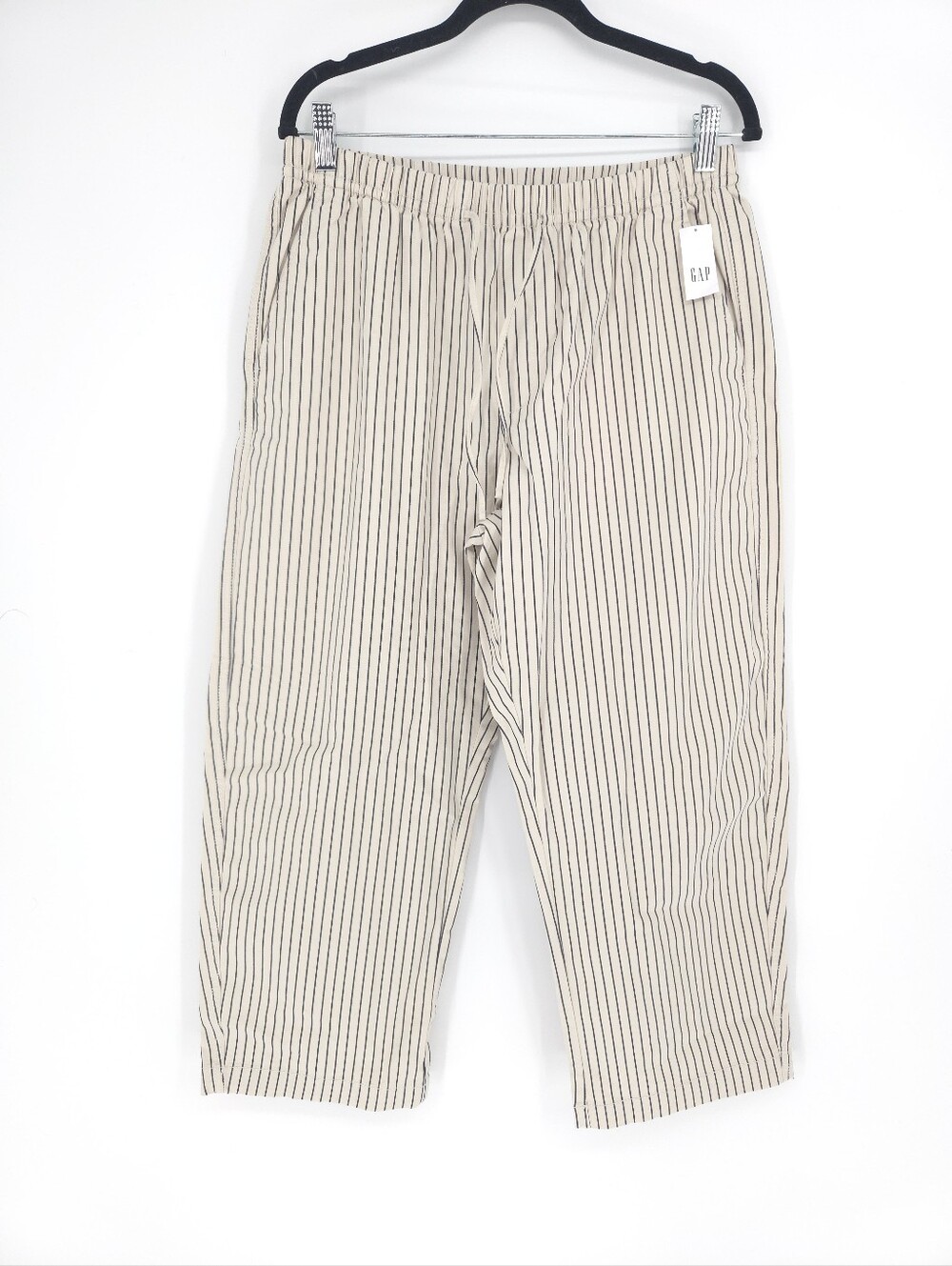 NWT Gap Mid Rise Easy Barrel Khakis Beige Stripe pants medium petite MP